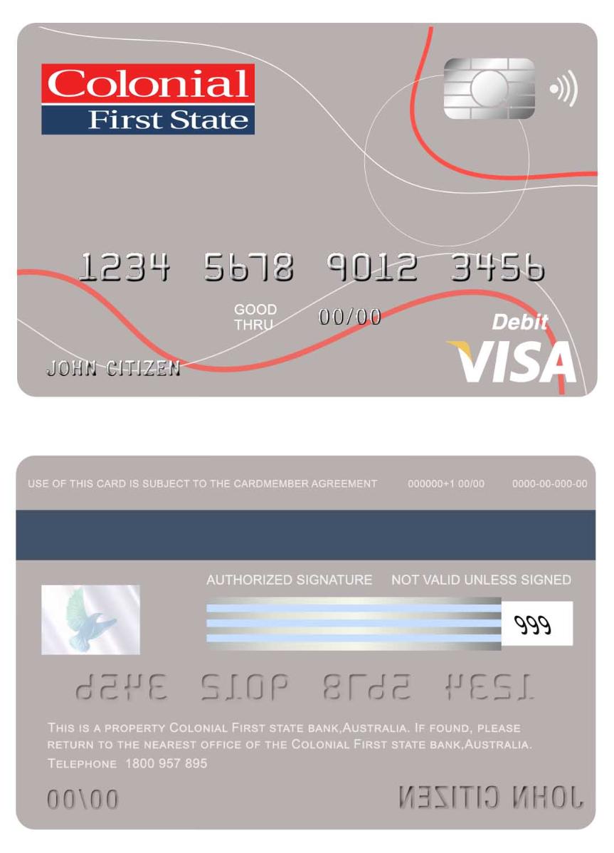 Australia Colonial First State bank visa card